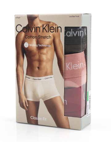 Calvin Klein:ローライズトランクス 3PK (グリーン/ピンク/レッド)