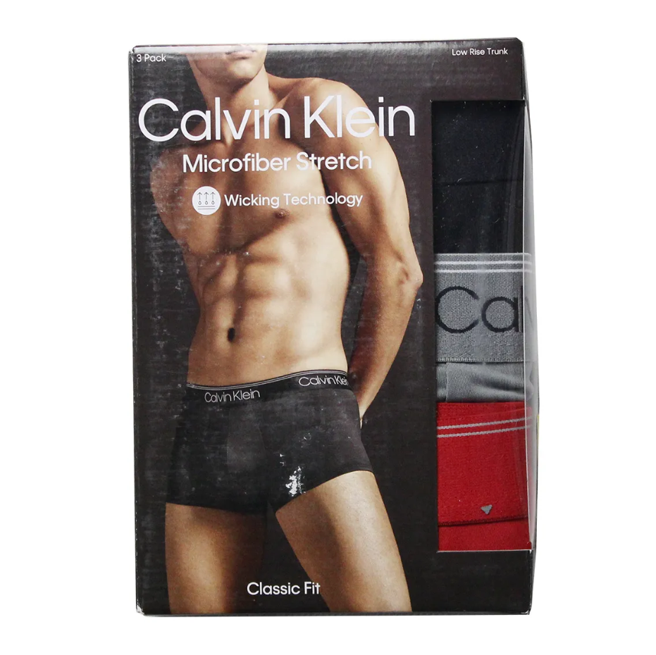 Calvin Klein:ローライズトランクス 3PK (ブラック/コンボイ/レッドガラ)