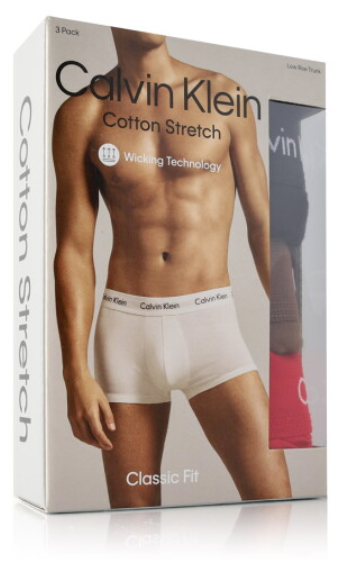 Calvin Klein:ローライズトランクス 3PK (ブラック/ココアブラウン/ルージュ)