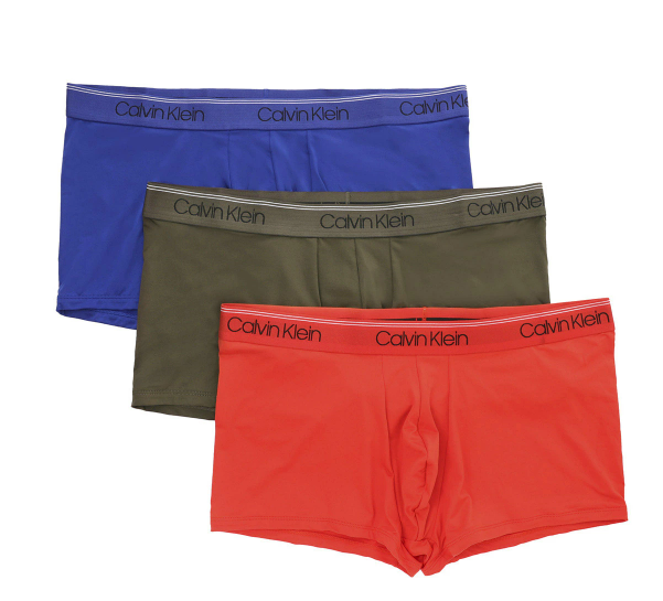 Calvin Klein：ローライズトランクス 3PK (レッド/グリーン/ブルー)