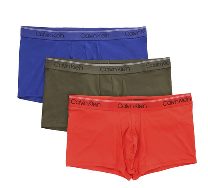 Calvin Klein：ローライズトランクス 3PK (レッド/グリーン/ブルー)
