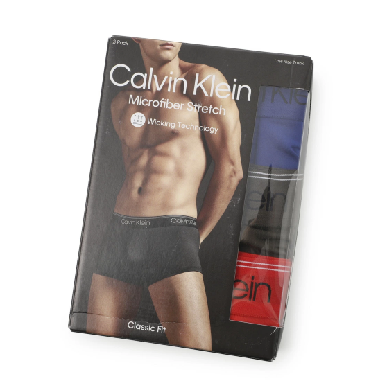 Calvin Klein：ローライズトランクス 3PK (レッド/グリーン/ブルー)