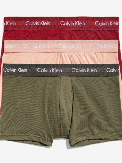 Calvin Klein：ローライズトランクス 3PK (グリーン/ピンク/レッド)
