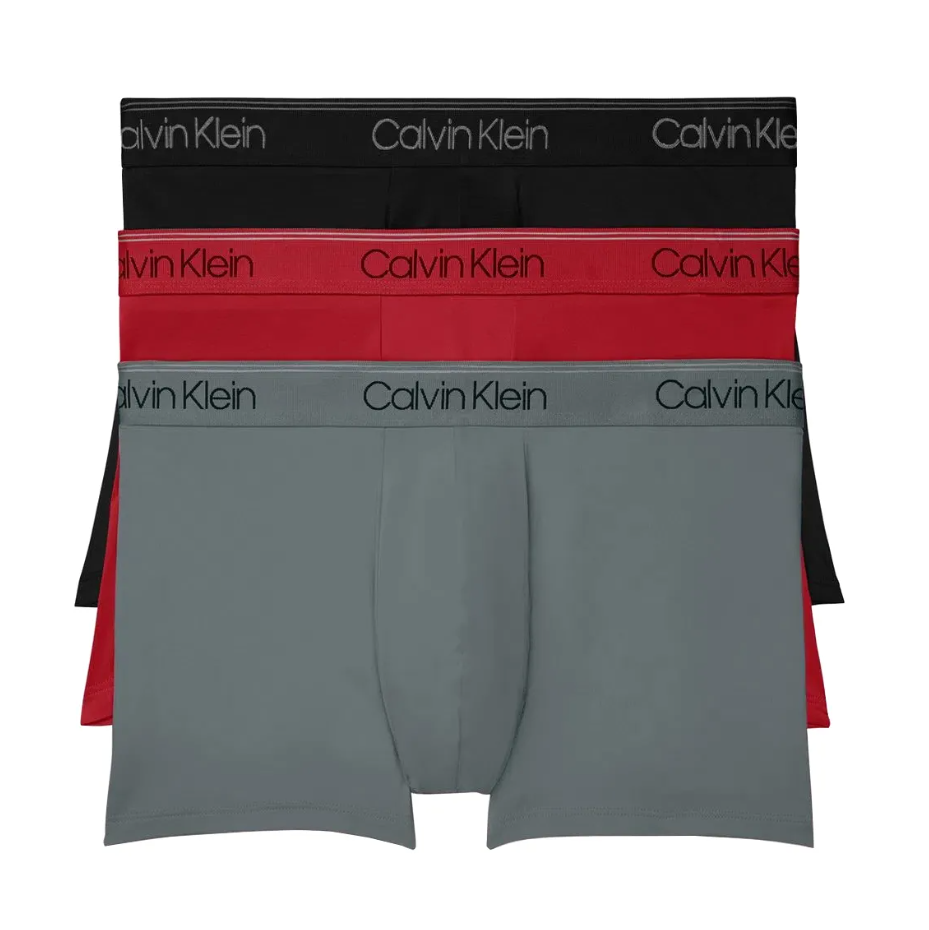 Calvin Klein：ローライズトランクス 3PK (ブラック/コンボイ/レッドガラ)
