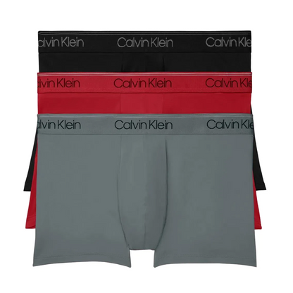 Calvin Klein：ローライズトランクス 3PK (ブラック/コンボイ/レッドガラ)