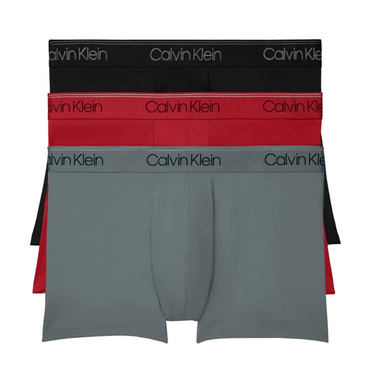Calvin Klein：ローライズトランクス 3PK (ブラック/コンボイ/レッドガラ)