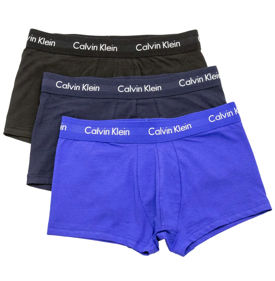 Calvin Klein：ローライズトランクス 3PK (ブラック/ブルー/コバルト)