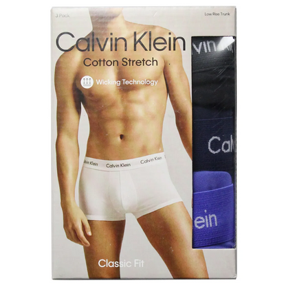 Calvin Klein：ローライズトランクス 3PK (ブラック/ブルー/コバルト)